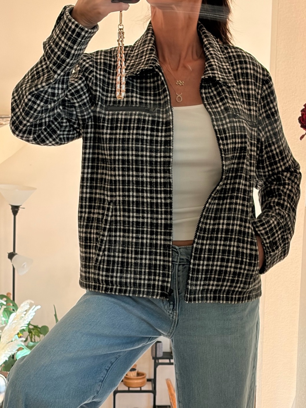 Molly Bracken Black & White Checked crop coat SMALL